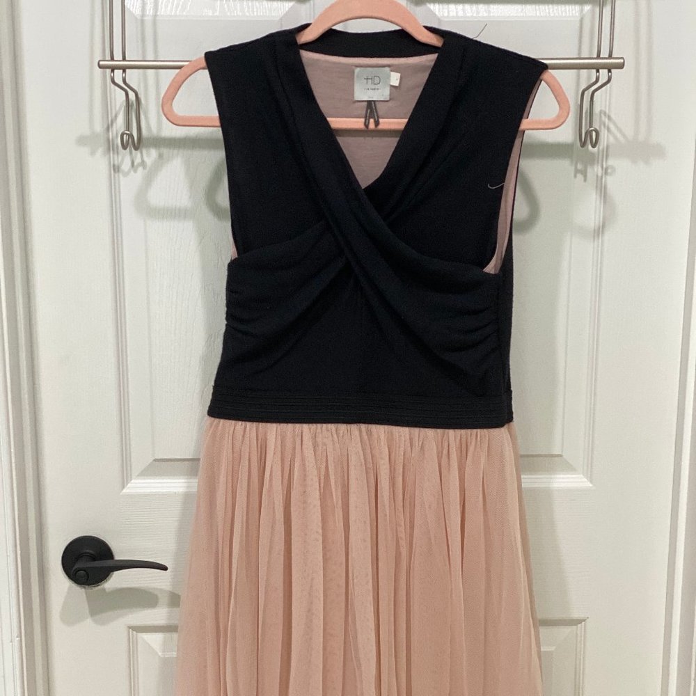 Anthropologie Black/Pink Ballet-Skirt Dress